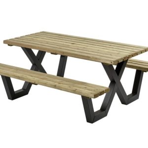 Picknicktafel ge?mpregneerd, metalen frame, 180?160 cm
