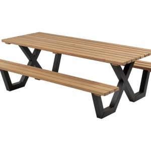 Picknicktafel hardhout, metalen frame, 230?160 cm