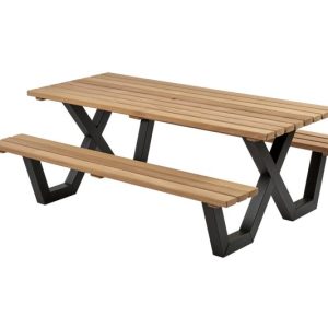 Picknicktafel hardhout, metalen frame, 200?160 cm