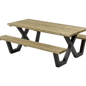 Picknicktafel ge?mpregneerd, metalen frame, 200?160 cm
