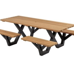 Picknicktafel hardhout, metalen frame, open instap